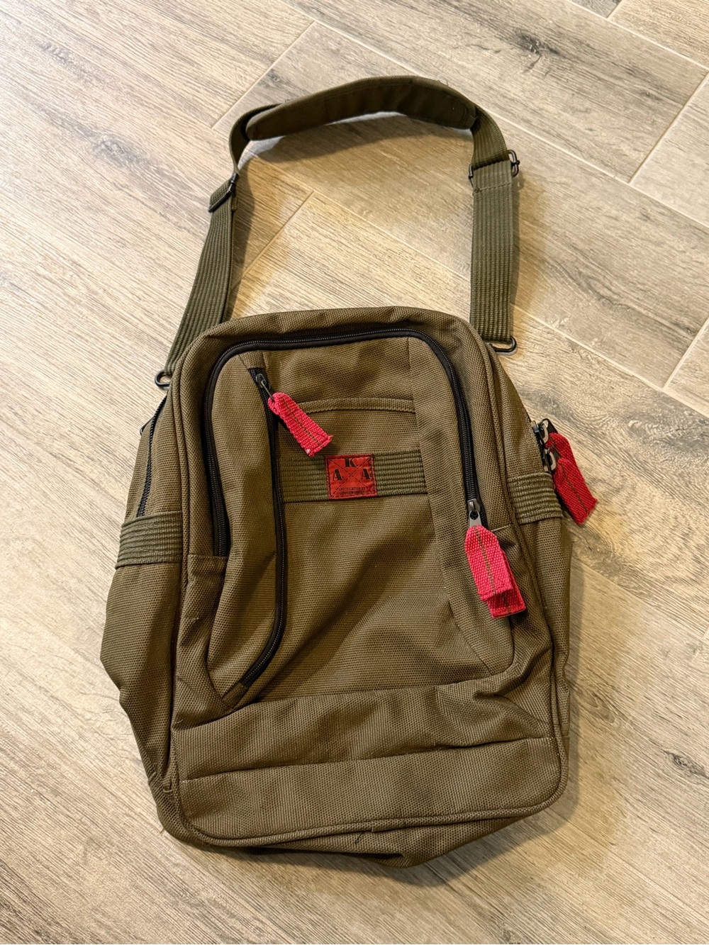 AKA Green Canvas Messenger Shoulder Bag Laptop Travel Tote
Military Style